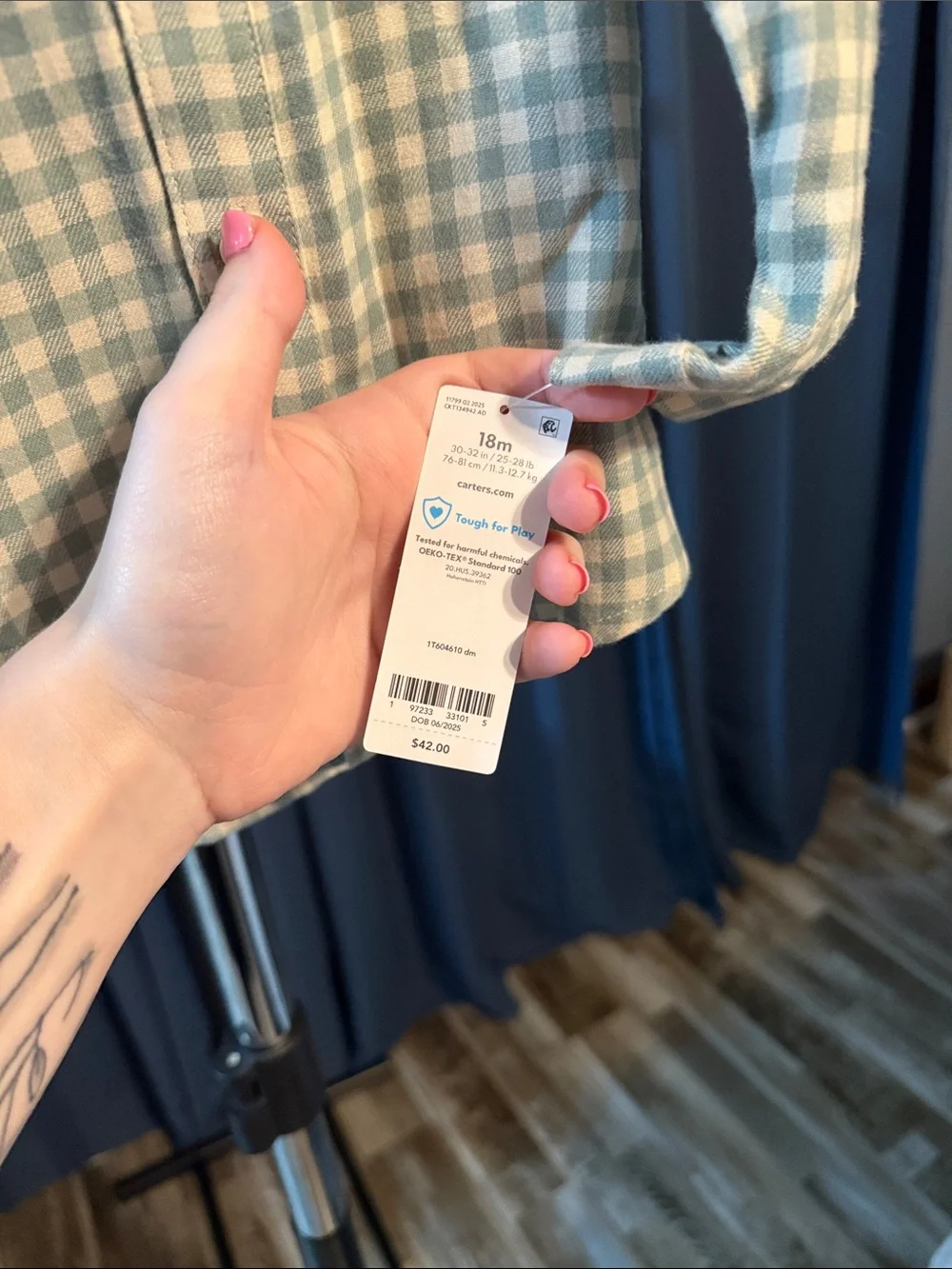 Carter's Boys Light Blue & White Gingham Button-Down Shirt